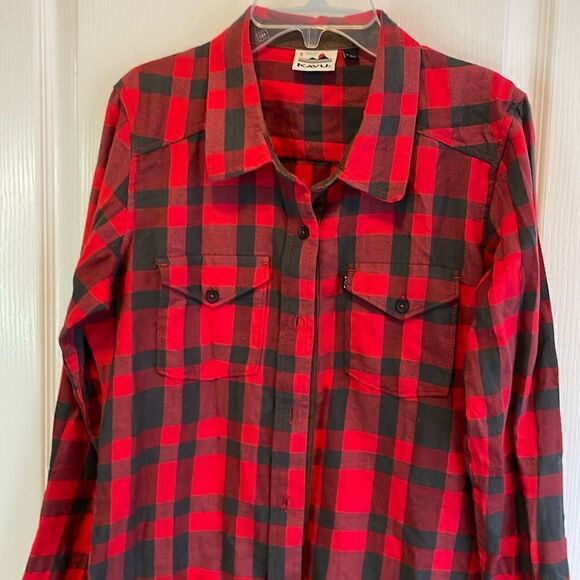 KAVU Flannel Plaid Button-Up Dress/Shirt - S - Picture 1 of 7